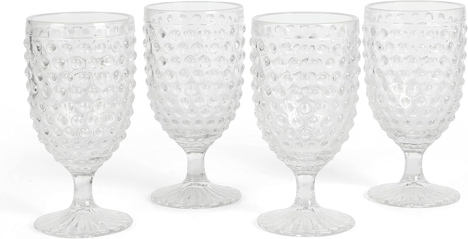 Martha Stewart Chauncey 4-Pack Hobnail Glass Goblets - Clear