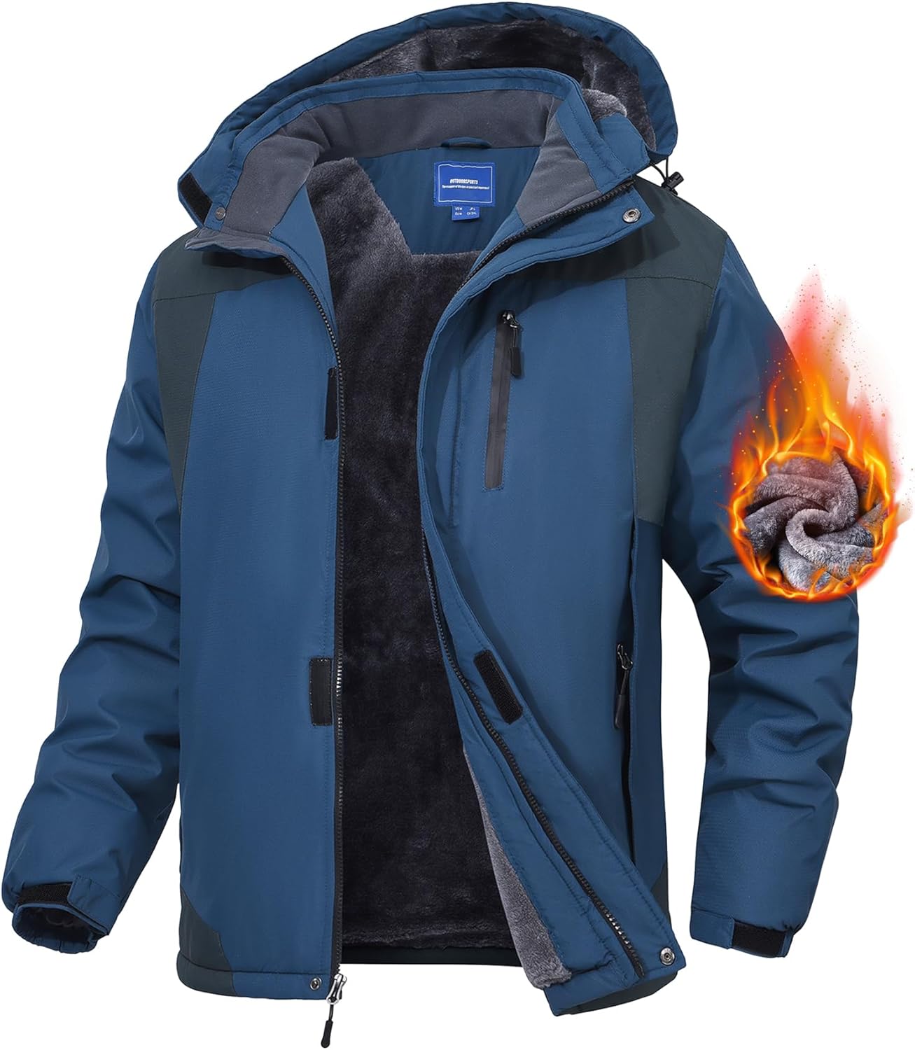 Men's Mountain Ski Jacket Waterproof Fleece Liner for Winter