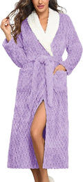 Ekouaer Women's Long Plush Bathrobe with Shawl Collar and Pockets