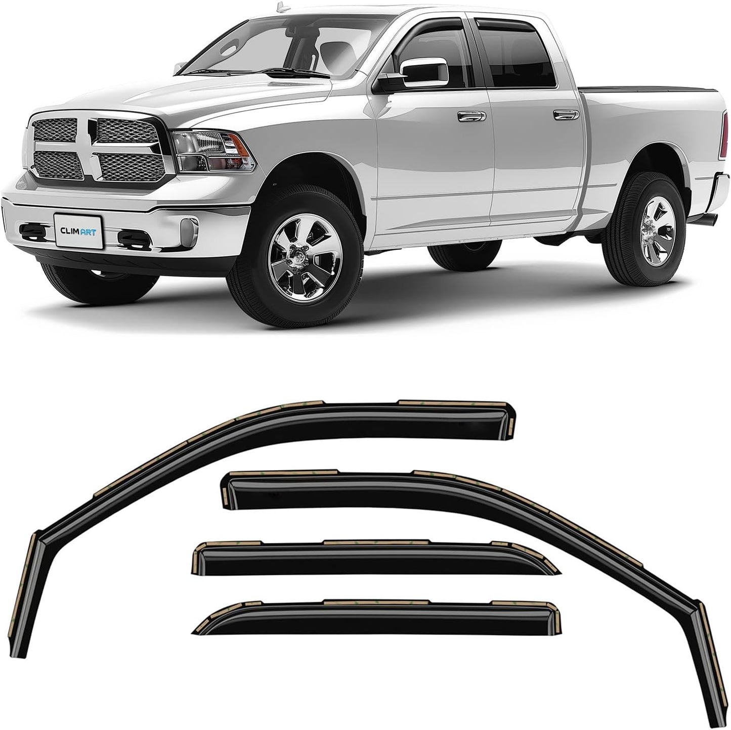 In-Channel Rain Guards for Dodge RAM 2009-2018 - Durable Visors