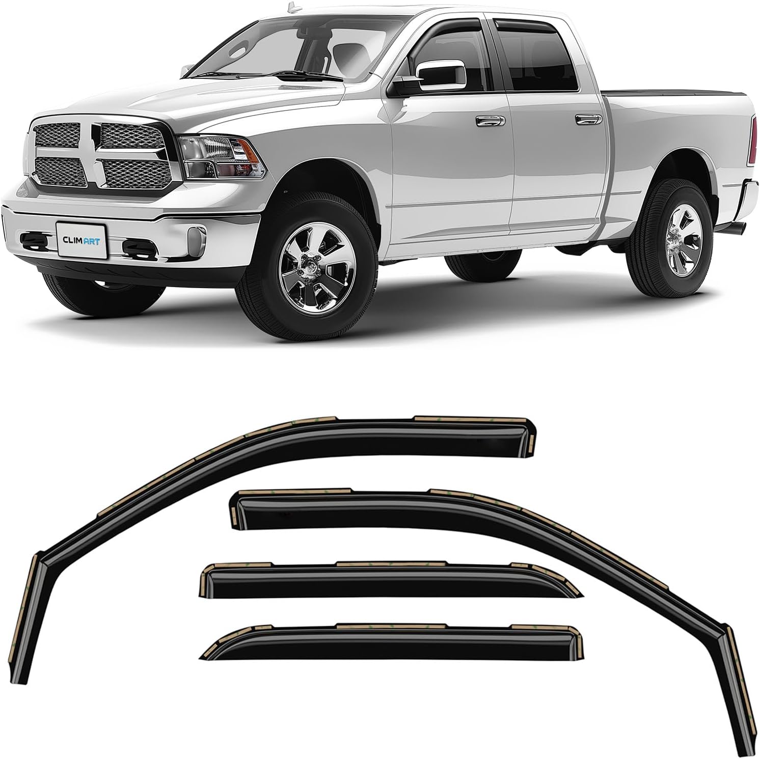 In-Channel Rain Guards for Dodge RAM 2009-2018 - Durable Visors