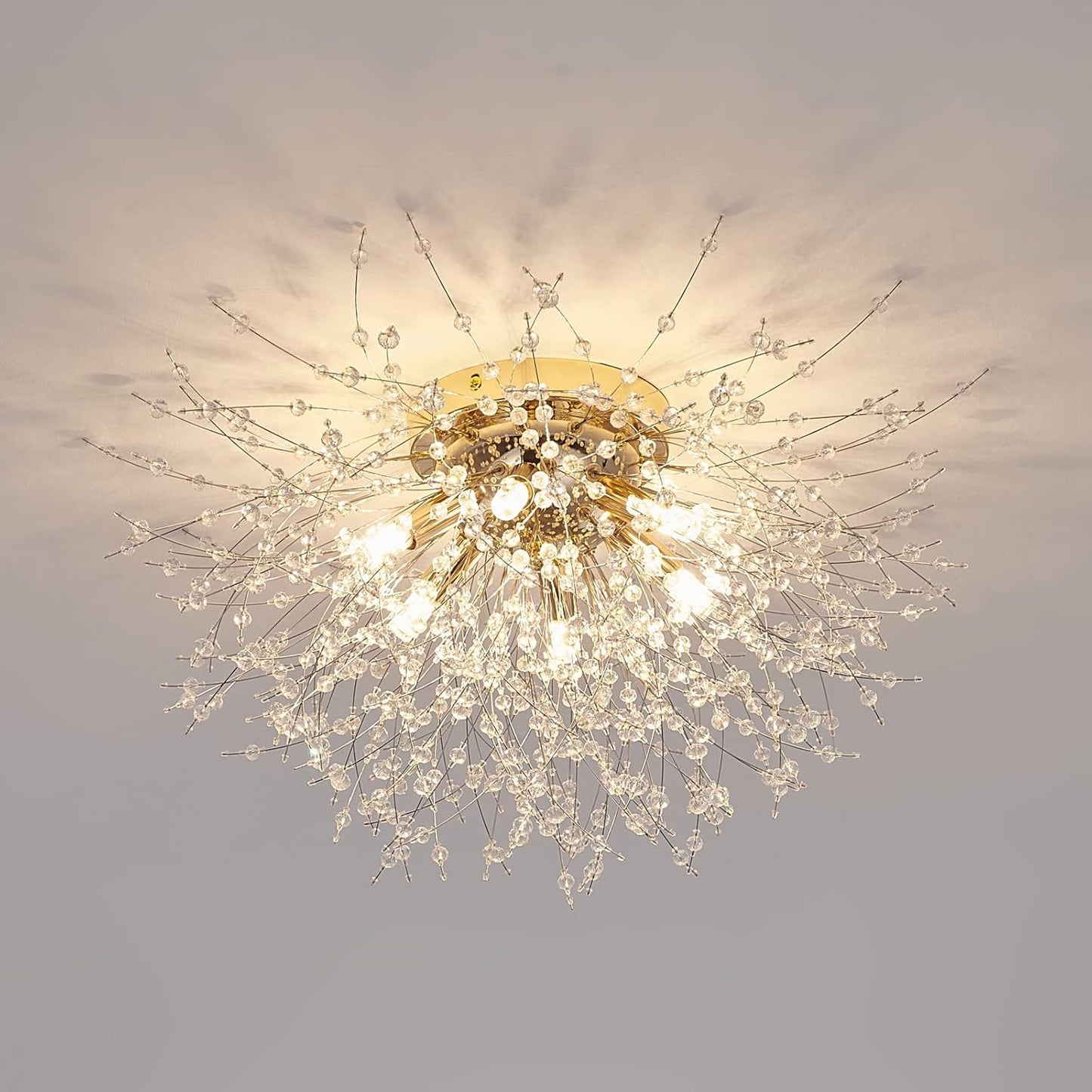 6-Light Sputnik Flush Mount Ceiling Light Fixture for Modern Homes