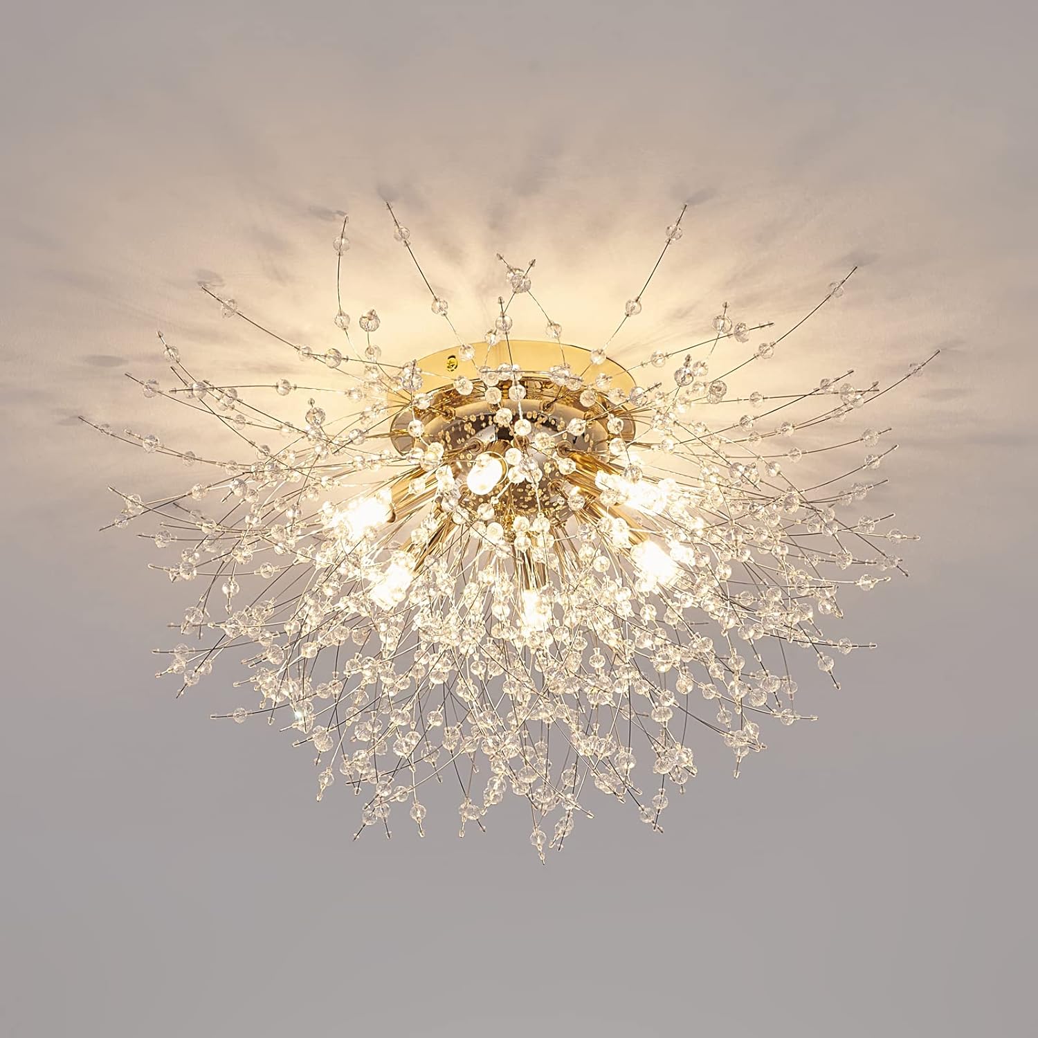 6-Light Sputnik Flush Mount Ceiling Light Fixture for Modern Homes