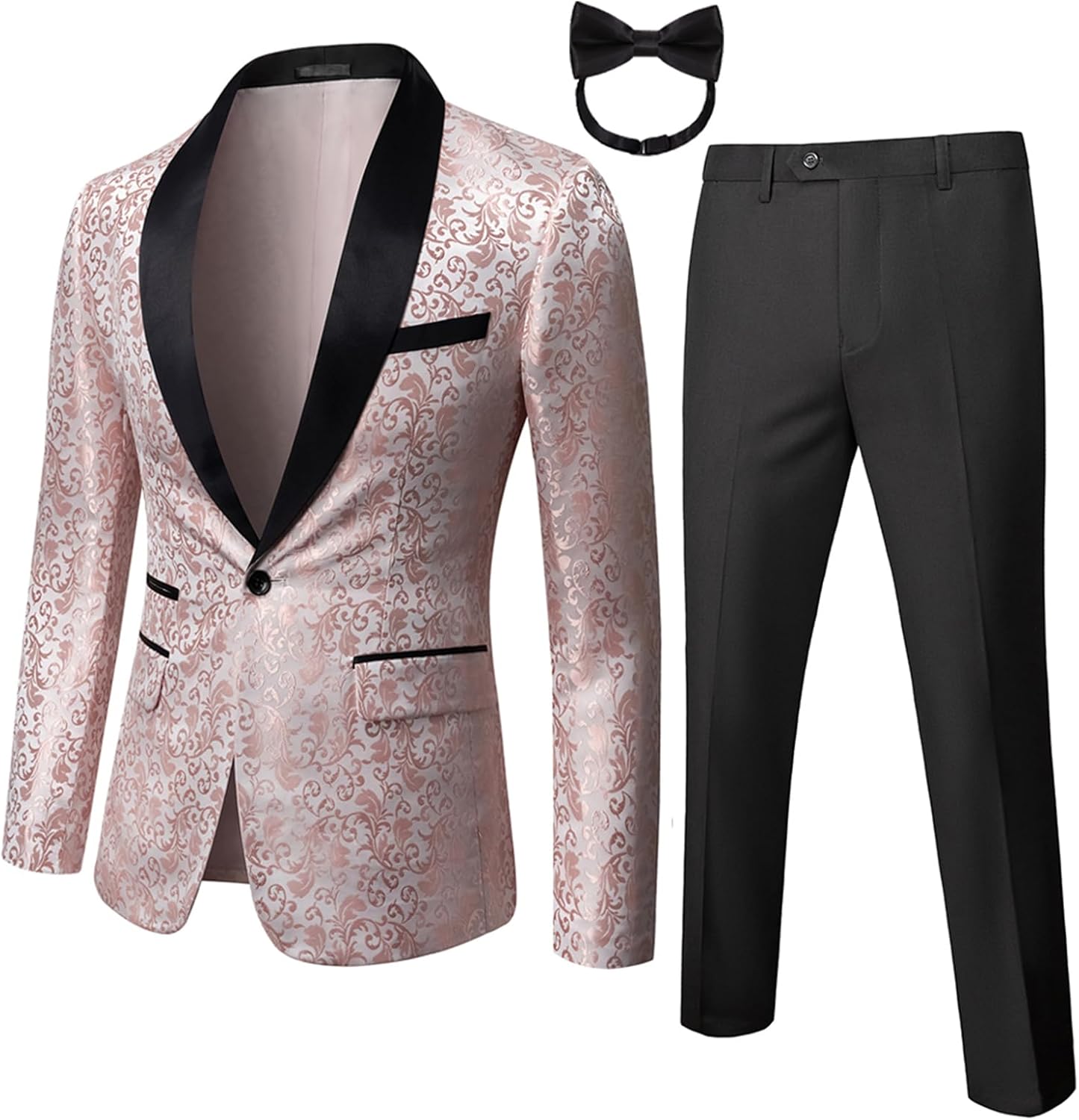 Mens 2 Piece Floral Tuxedo Jacket for Weddings and Prom Events
