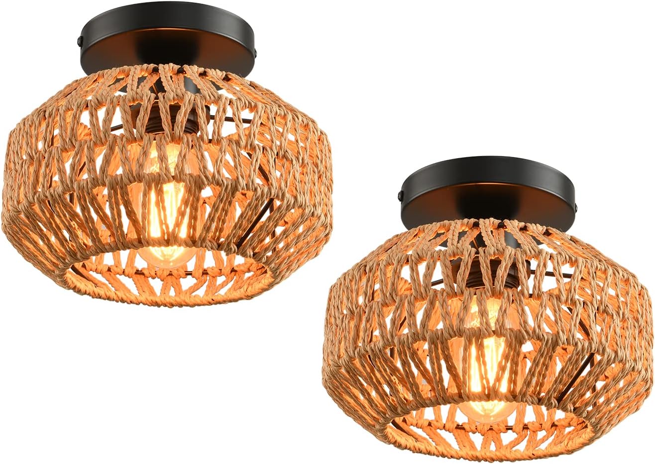 Boho Semi Flush Mount Ceiling Light Fixtures for Home Decor
