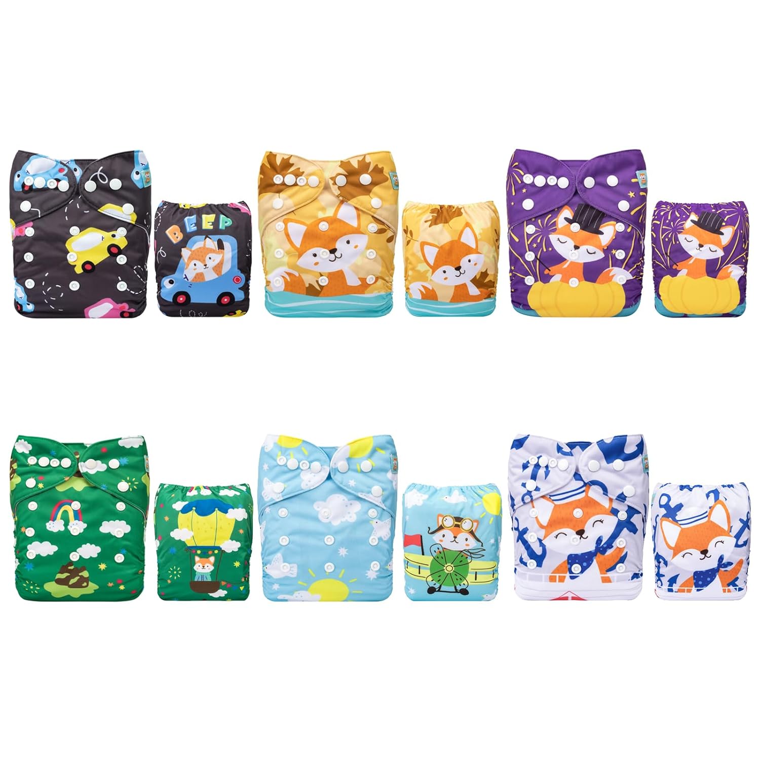 ALVABABY Baby Cloth Diapers: 6 Pack, Adjustable & Reusable