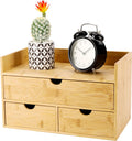 Bamboo Desk Organizer 3 Drawer with Shelf - Compact Countertop Storage