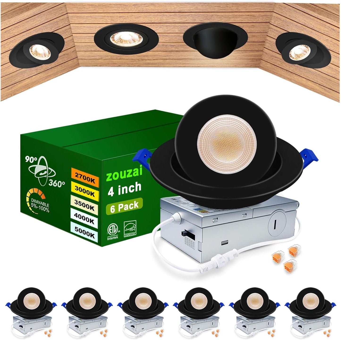 zouzai 5CCT LED Recessed Gimbal Light for Precise Lighting