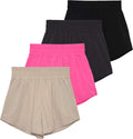 High Waisted Running Shorts 4 Pack for Women - Quick Dry Comfort