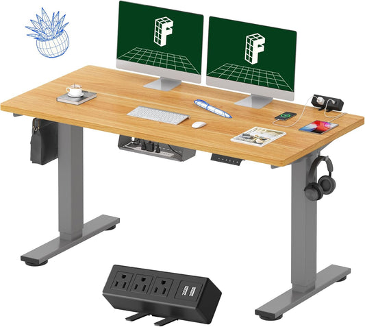 FLEXISPOT EN2 Electric Stand Up Desk with Power Strip and Memory
