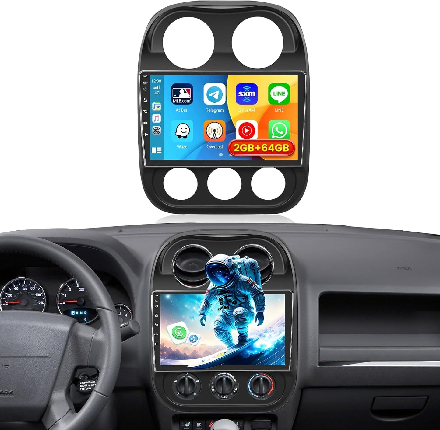 2+64GB Android 15 Car Stereo for Jeep Compass Patriot 2011-2017