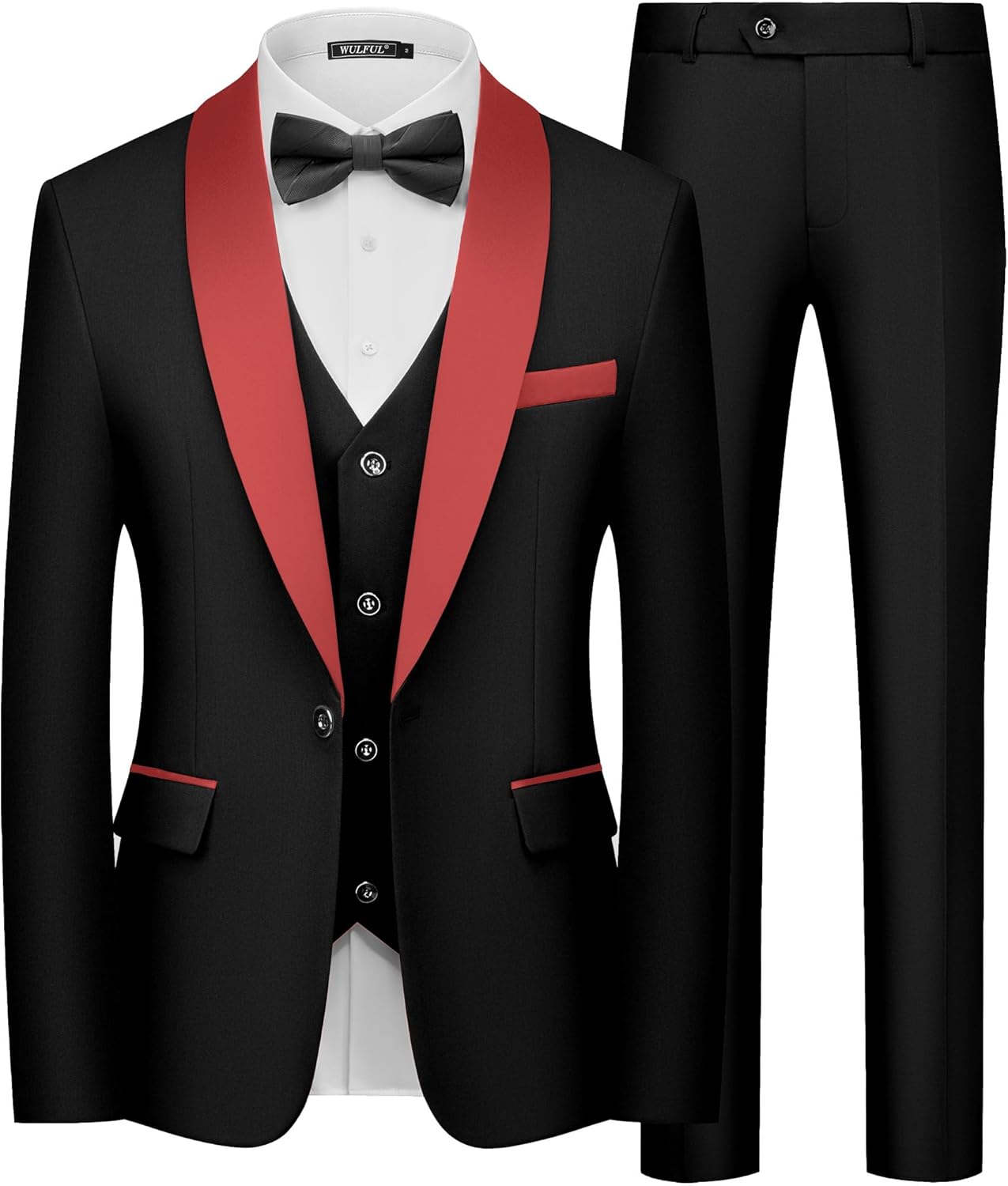 WULFUL Men's Slim Fit Tuxedo Suit Set for Prom and Business