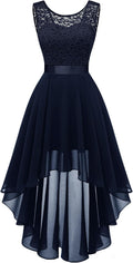 Women's Hi Low Lace Cocktail Dress 2025 - Chiffon Sleeveless Midi