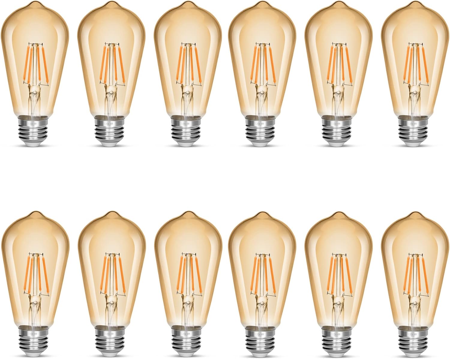 LED Edison Bulb 4W Pack of 12 - Vintage Warm Light for Home