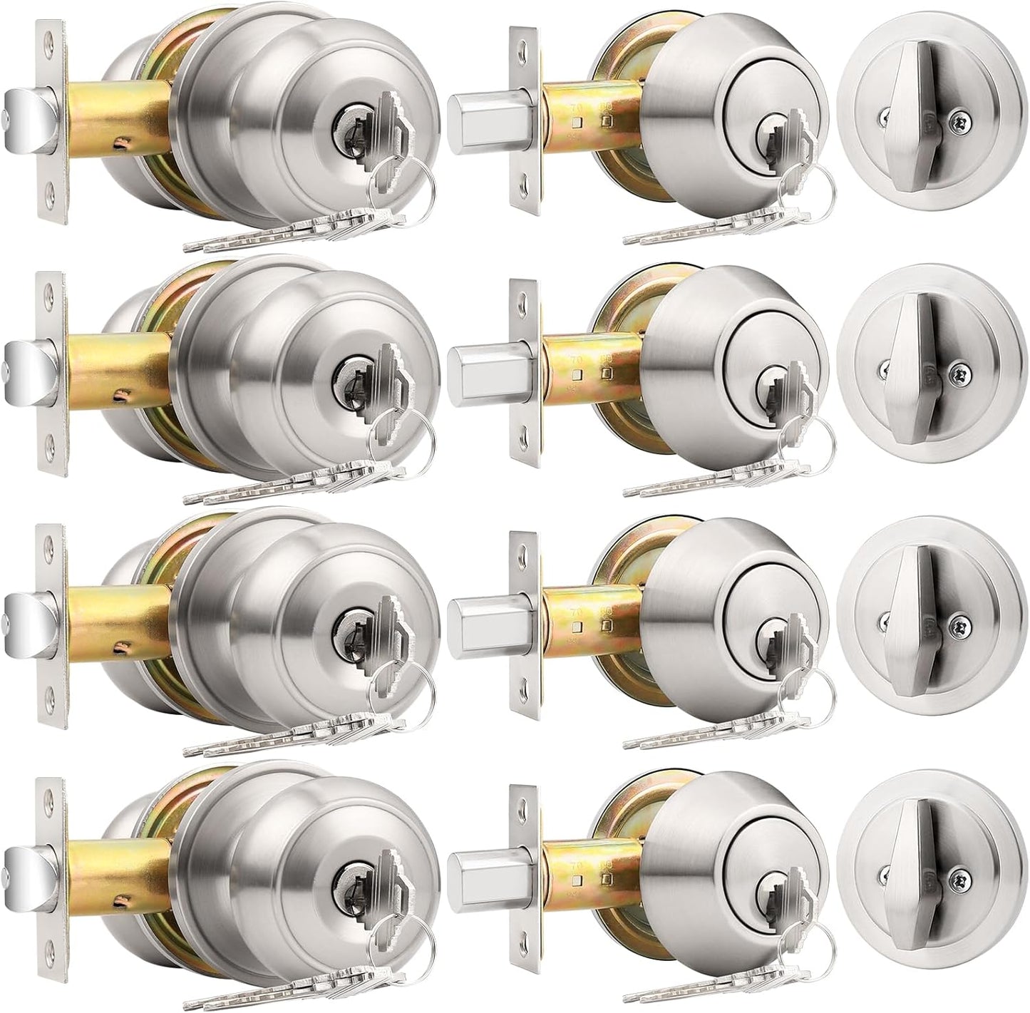 Probrico Entry Door Knob and Deadbolt Lock Combo Set for Security