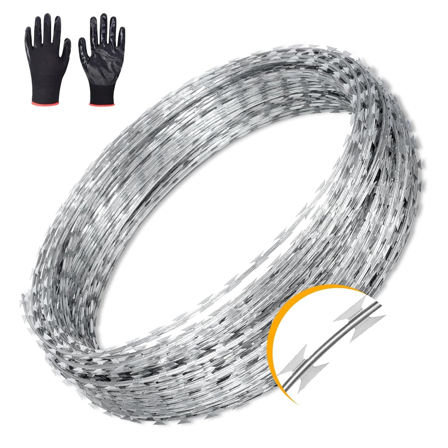 98ft Barbed Razor Wire Roll for Crafts and Fences Deterrent