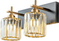 2-Light Crystal Bathroom Vanity Lights Black Gold - Elegant
