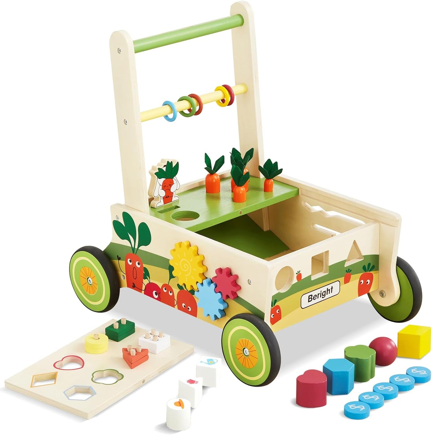 Green Wooden Baby Walker: Develops Skills