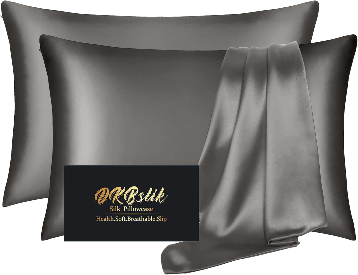 Silk Pillowcase 2 Pack for Hair and Skin, King Size Set