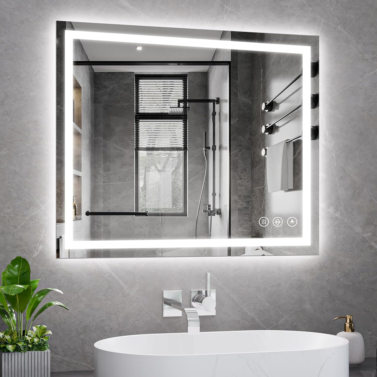 Koonmi 30x36 LED Bathroom Mirror with Backlit and Front Lit Design
