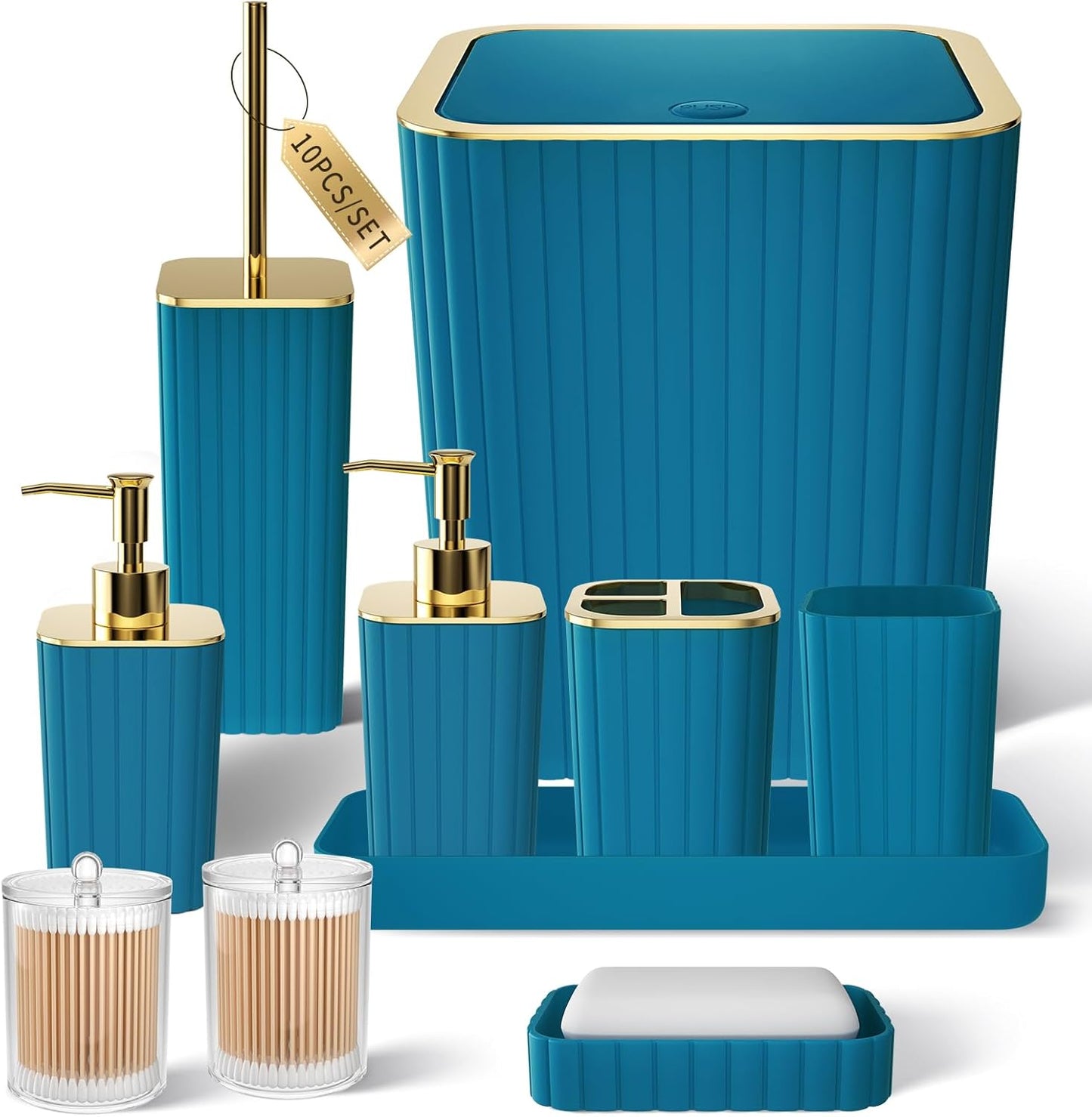 Gorgeous 10PC Teal Bathroom Accessories Set for Stylish Homes