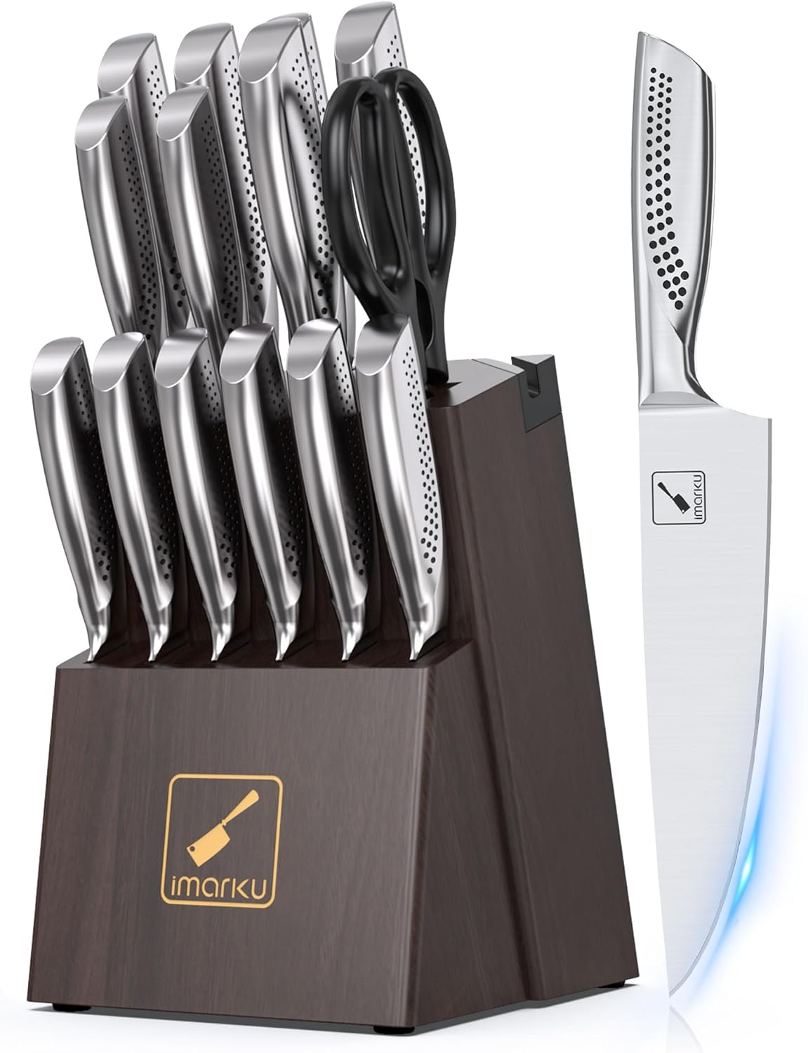 Ultra-Sharp 15-Piece Kitchen Knife Set with Built-in Sharpener