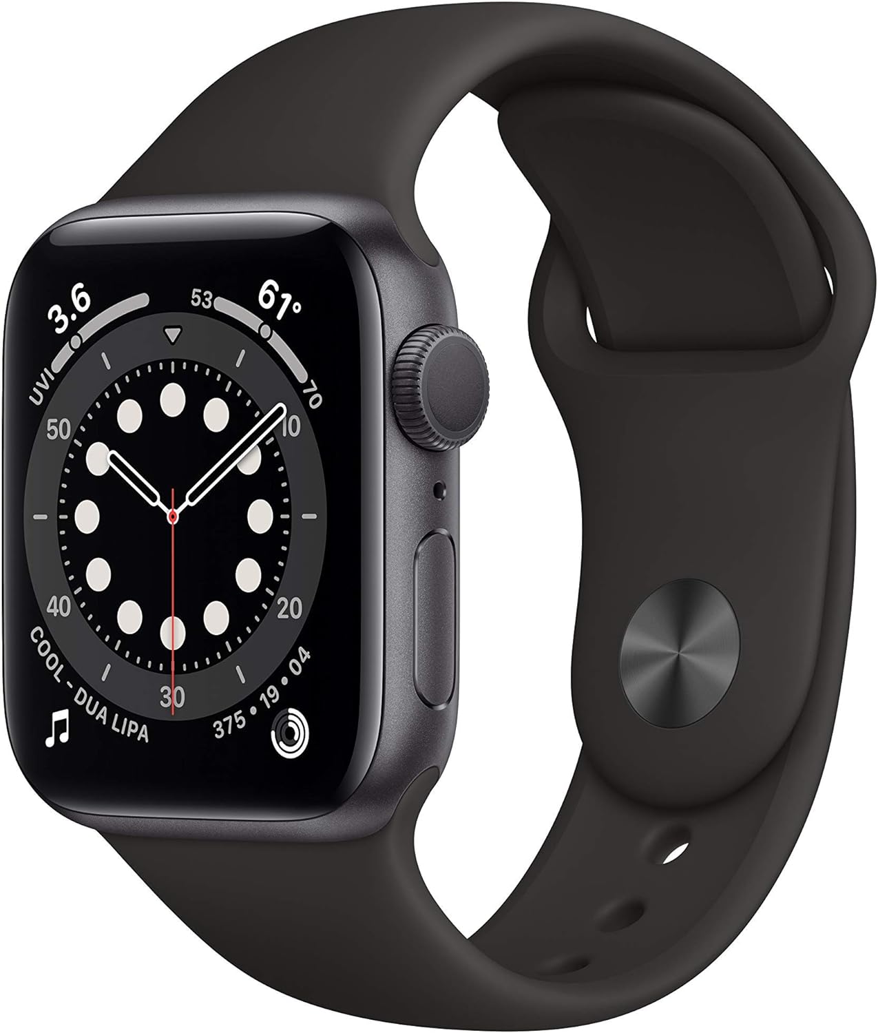 Renewed Apple Watch Series 6 - GPS Tracking, 40mm Space Gray & Black Band