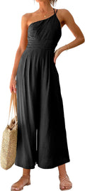 One Shoulder High Waist Wide Leg Jumpsuit - Flattering Summer Travel