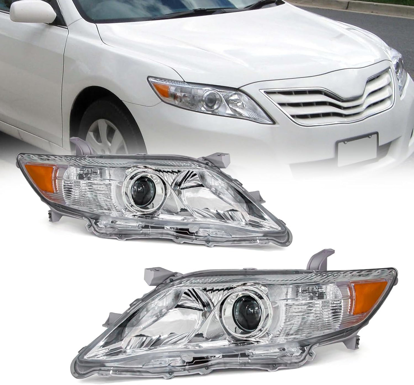 2010-2011 Toyota Camry Headlights Replacement with Chrome Housing