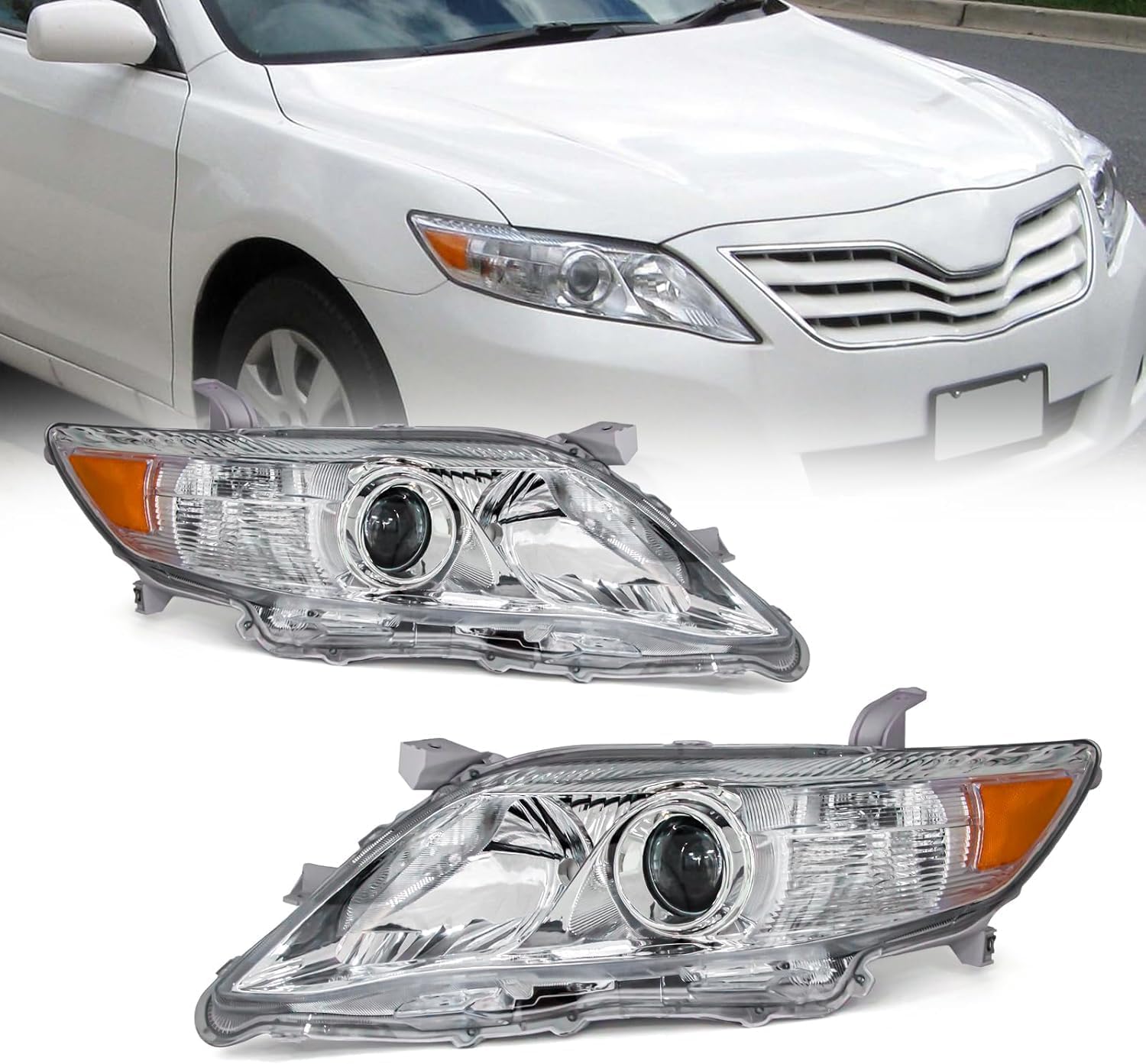 2010-2011 Toyota Camry Headlights Replacement with Chrome Housing