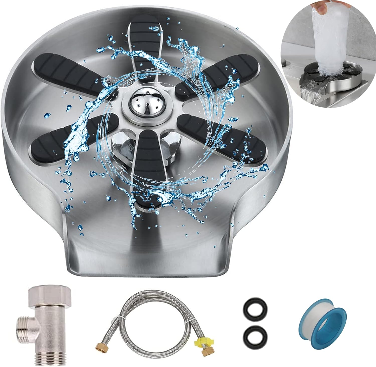 Stainless Steel Glass Rinser for Kitchen Sink - Easy to Install