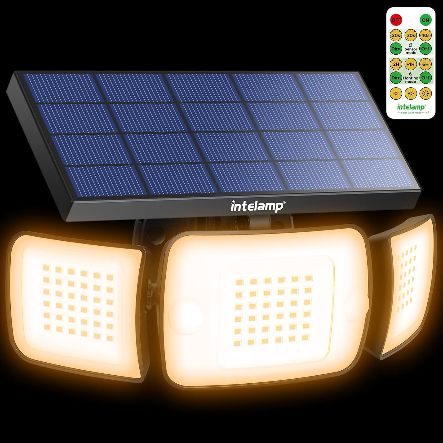 Intelamp Solar Flood Lights Outdoor Waterproof for Security