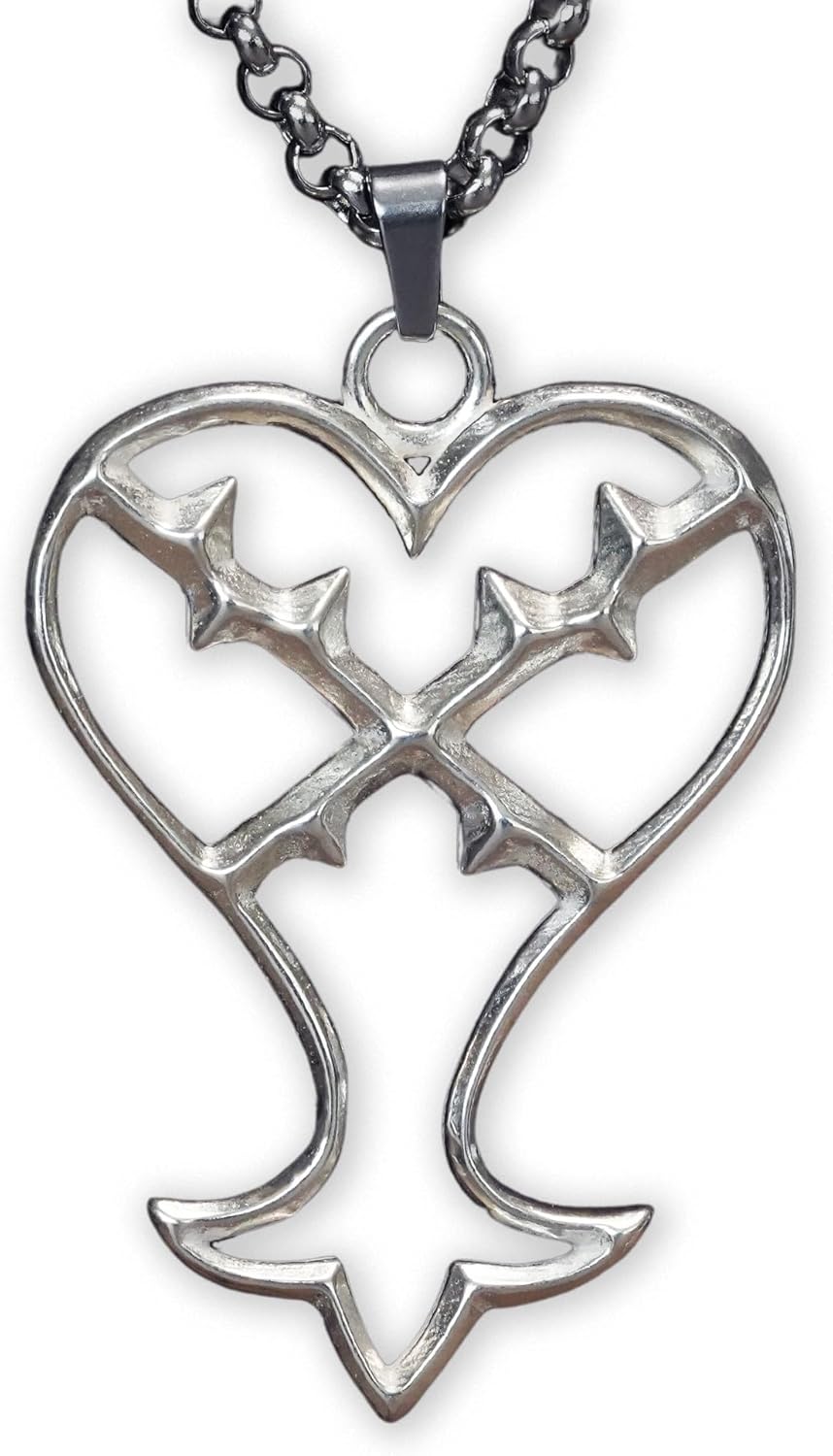Stainless Steel Two-Sided Kingdom Heart Roxas Cross Necklace