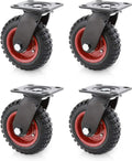 POWERTEC 8 Inch Caster Wheels Set of 4 - Heavy Duty All-Terrain