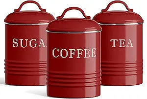 Rustic Farmhouse Kitchen Canister Set for Coffee Tea Sugar