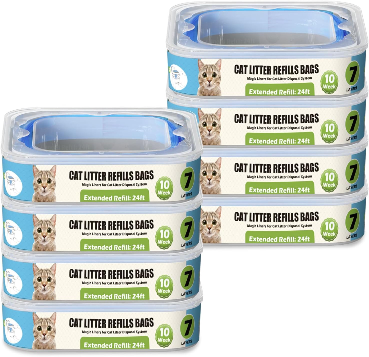 Cat Litter Refills Cartridge for Genie Litter Pail - Pack of 8