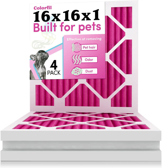16x16x1 Air Filter by Colorfil for Pet Hair and Odor Control