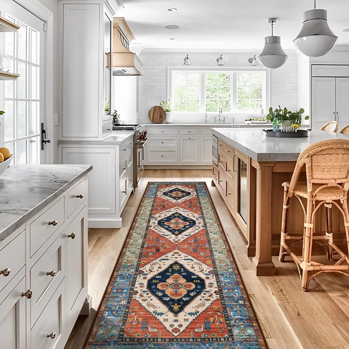 Lahome Boho Kitchen Runner Rug - Non-Slip Washable 2x7 Design