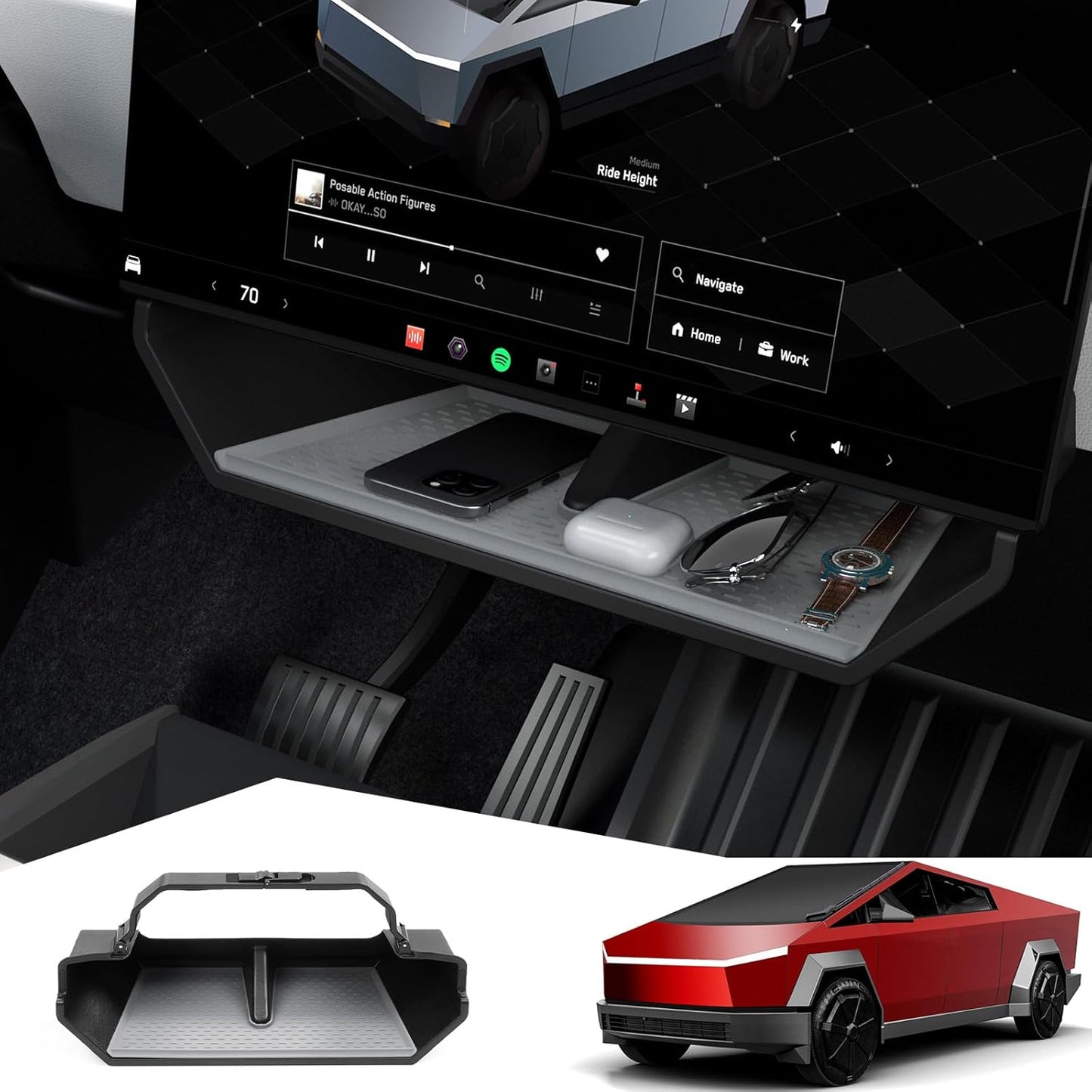 Under Screen Storage Box for Tesla Cybertruck 2024 Accessories