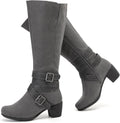 Womens Knee High Boots with Chunky Heel and Pointed Toe - Stylish
