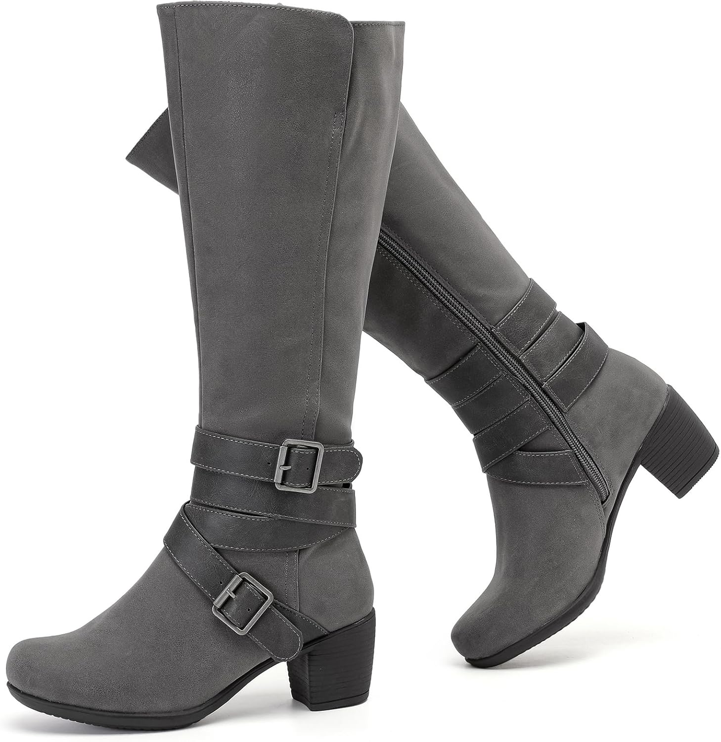 Women's Knee High Boots with Chunky Heel for Fall and Winter