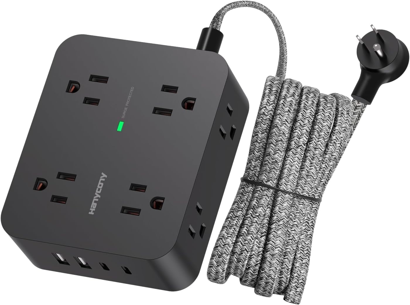 8-Outlet Surge Protector with USB Charging Ports - Extend & Organize Power Easily!