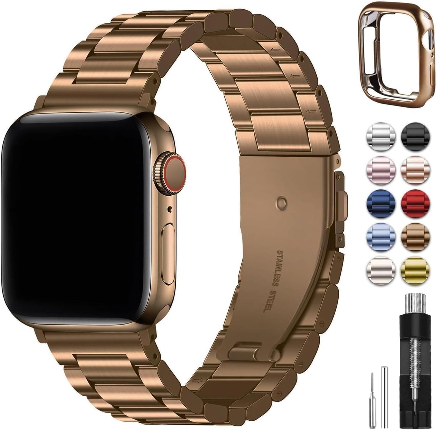 Fullmosa Metal Band for Apple Watch 41mm 40mm 38mm - Golden Coffee