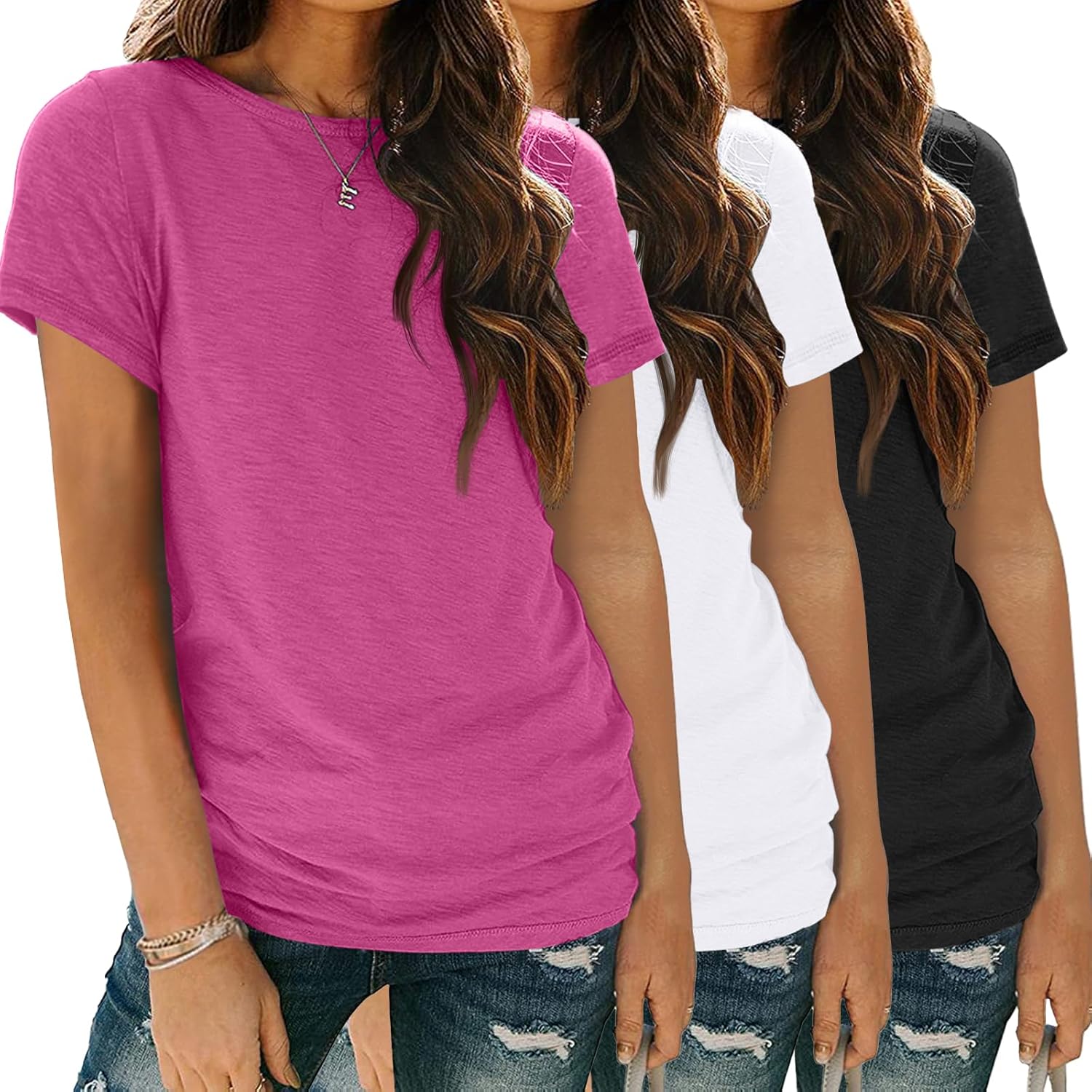 SUNBS Womens 3 Pack T-Shirts for Summer Casual Style and Comfort