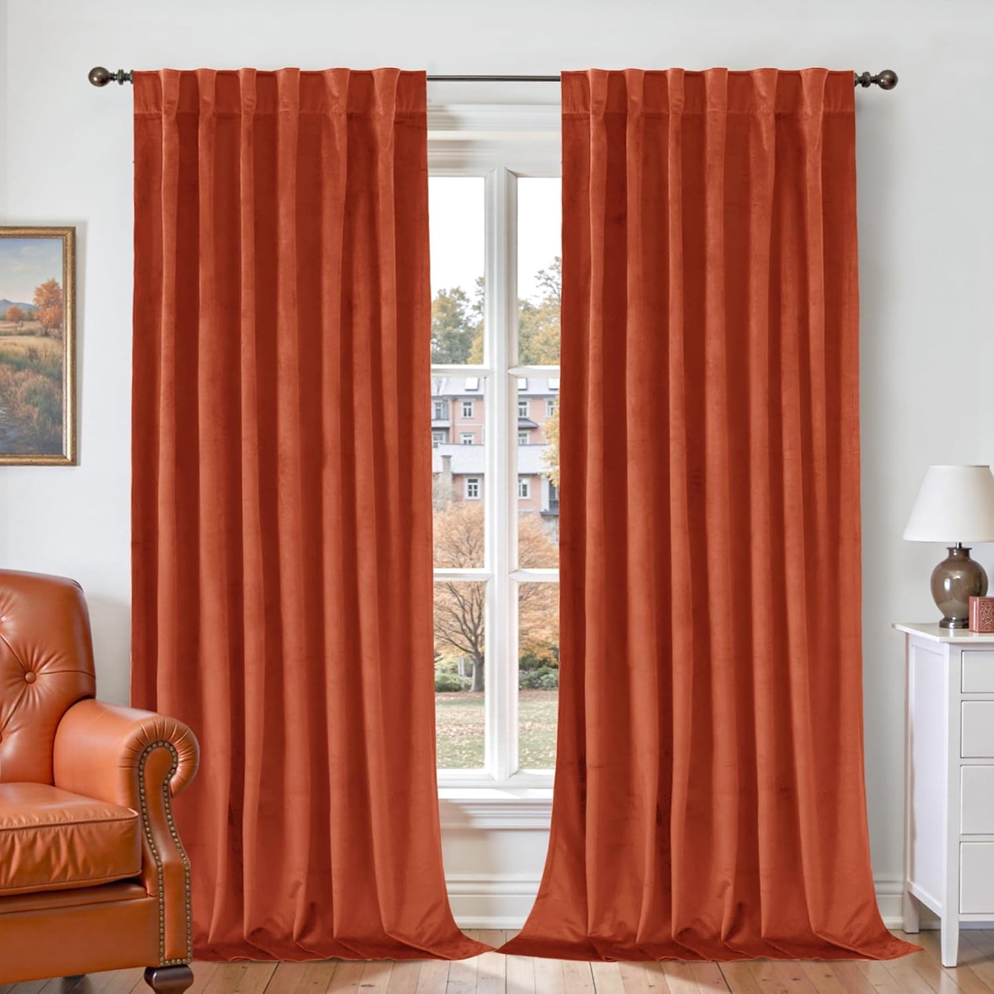 Luxurious Terracotta Velvet Curtains for Elegant Living Spaces