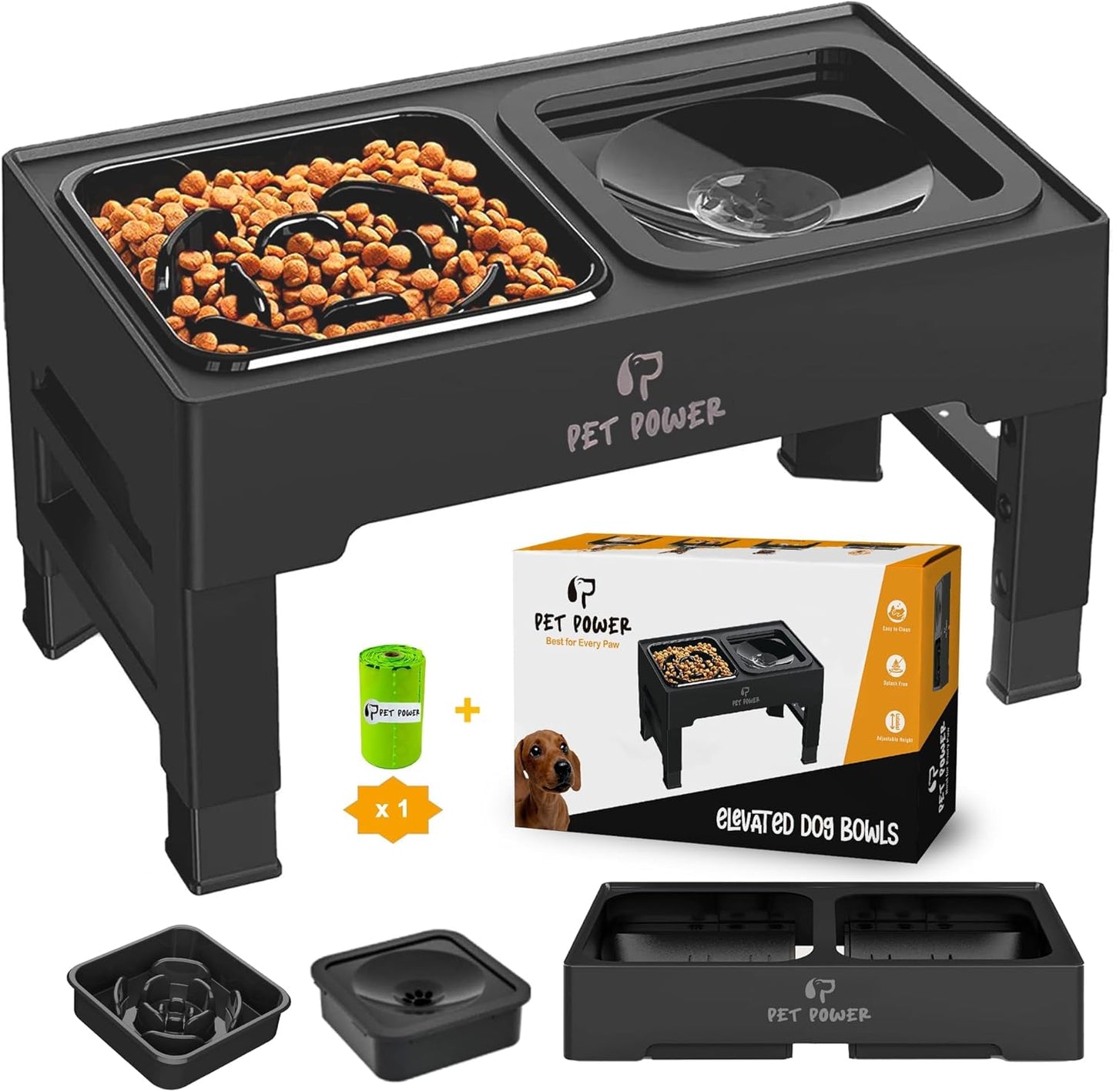Elevated Dog Bowls with Adjustable Height for All Breeds