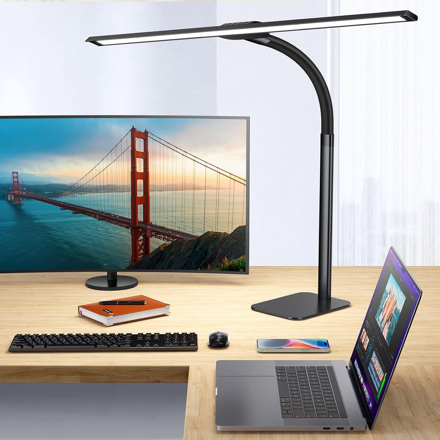 Kary LED Desk Lamp: Ultra-Wide 31.5in Architect Lighting