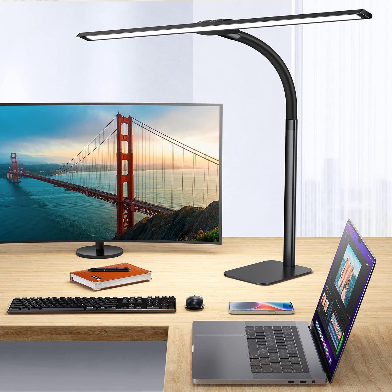 Kary LED Desk Lamp: Ultra-Wide 31.5in Architect Lighting
