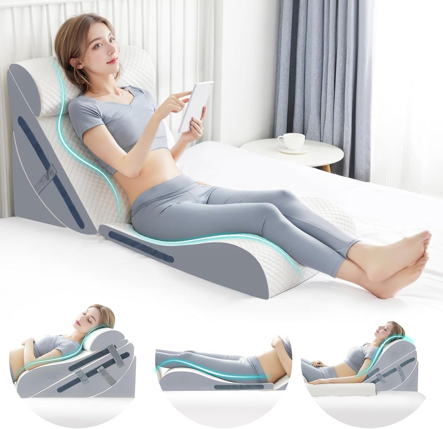 4PCS Orthopedic Bed Wedge Pillow Set for Back Pain Relief