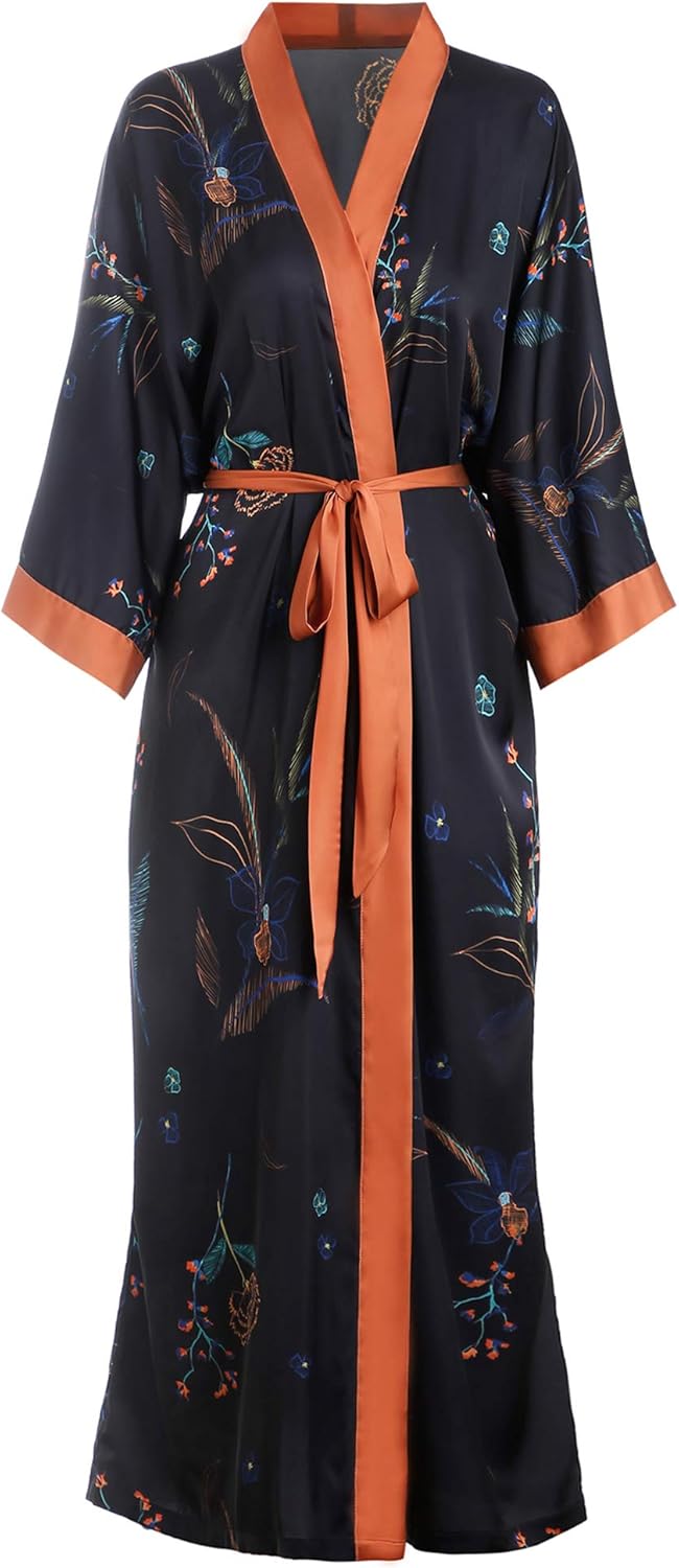 Aensso Long Soft Lightweight Silky Kimonos Robes for Women